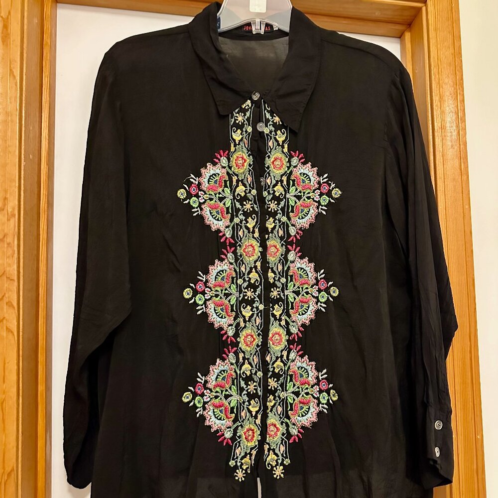 Johnny Was Embellished Placket Button Down Look